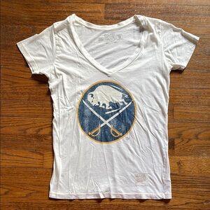Original Retro Brand Sabres Logo V-neck Short Sleeve T-shirt